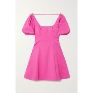STAUD Laelia Cotton-Blend Poplin
Mini Dress Pink Puff Sleeve Square Neck Size 8